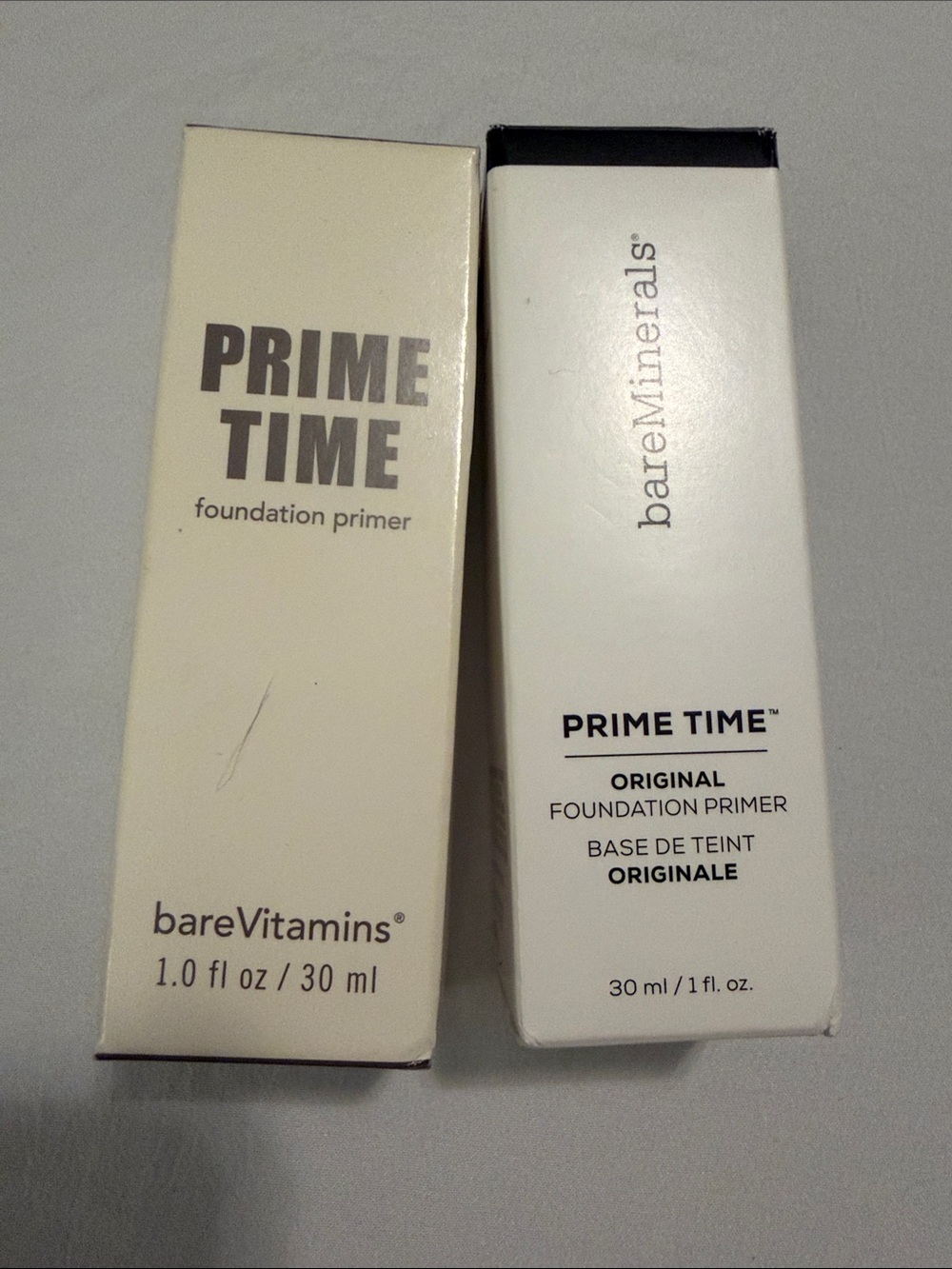 bareMinerals Prime Time Foundation Primer - White and Cream Packaging